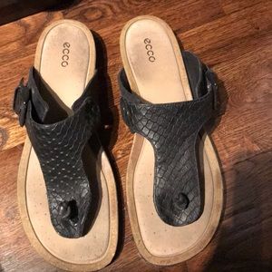 Black leather sandals
